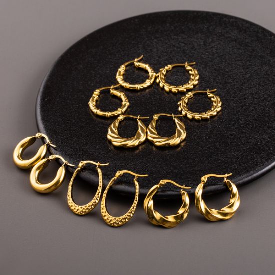Picture of French-Ins 18K gold-plated titanium croissant-twist hoops