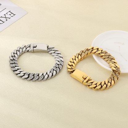 Picture of Stainless-steel Cuban chain with 18K gold plated