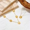 Picture of Titanium-steel lucky five-leaf pendant bracelet set