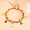 Picture of Black Stainless Steel Petite Hollow-Out Daisy Chain Bracelet