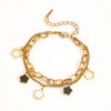 Picture of Black Stainless Steel Petite Hollow-Out Daisy Chain Bracelet
