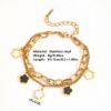 Picture of Black Stainless Steel Petite Hollow-Out Daisy Chain Bracelet