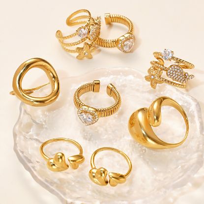 Picture of 18K true-gold plated geometric open ring—mirror-polished edge