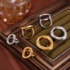 Picture of Minimalist hollow-cut off-round ring—gold-plated titanium