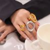 Picture of Minimalist hollow-cut off-round ring—gold-plated titanium