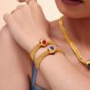 Picture of German heavy-craft matte-gold multi-layer chain necklace & bracelet set