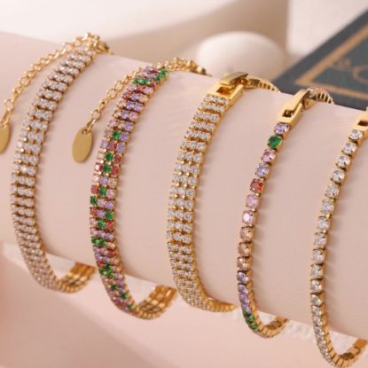 Picture of French quiet-luxury bracelet—titanium steel with vivid colored zircons