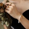 Picture of MOM-style letter-square tag bracelet—freshwater pearls