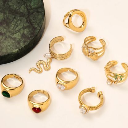 Picture of 5A zircon heart open-ring set – stainless steel