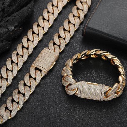 Picture of New 20 mm four-row iced bubble-Cuban chain necklace for hip-hop
