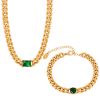 Picture of Euro-US streets Hip-hop titanium-steel 18K gold-finished cuban chain set