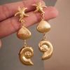 Picture of Stainless-Sea Statement Earrings – Conch & Starfish Dangles