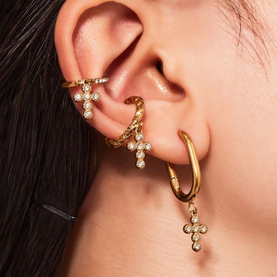 Picture of Titanium Cross Earrings – 5A Zircon Pavé