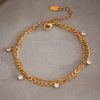 Picture of Double-Layer Titanium-Steel Anklet –  Zircon Tassel Shine