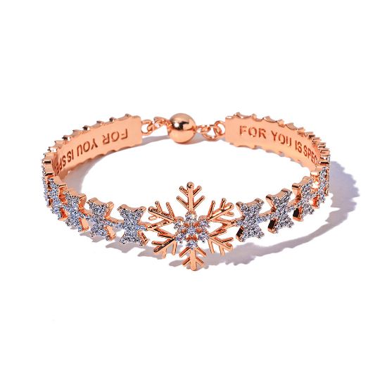 Picture of Euro&US-hip-hop luxe snowflake bangle with zircon crystals