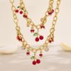 Picture of Cherry-Red Enamel & Zircon Pendant Necklace