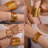 Picture of Euro&US bold open cuff in titanium-steel bangle high-impact shine plated with luxe gold