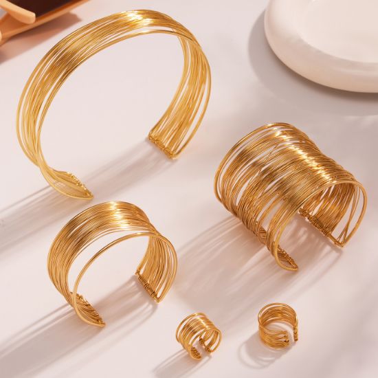 Picture of EU&US hand-wrapped titanium steel jewelry set-bracelet,necklace,ring