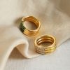 Picture of Titanium-Steel 18K Gold-Plated Ring with  Zircons – Micro-Pavé Shine
