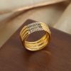Picture of Titanium-Steel 18K Gold-Plated Ring with  Zircons – Micro-Pavé Shine
