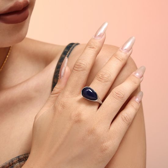 Picture of Teardrop Resin Ring – Lapis-Blue on Titanium Steel Core