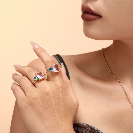 Picture of Open-Adjustable Zircon Ring – Vacuum-Plated Sparkle