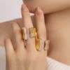 Picture of Geometric Multi-Layer Titanium Steel Open Ring – Vacuum