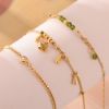 Picture of Bell-Bead Green-Crystal Anklet – Vacuum 18K Gold on Titanium Steel