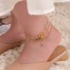 Picture of Bell-Bead Green-Crystal Anklet – Vacuum 18K Gold on Titanium Steel