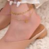 Picture of Heart-Engraved Titanium Anklet – Vacuum 18K Gold Plated